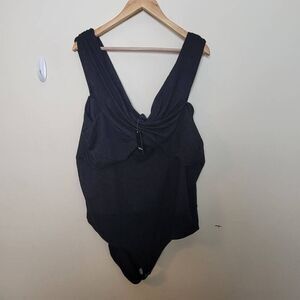 Torrid Studio Knit Crisscross Off Shoulder Bodysuit Snap Closure Black 4X #50077